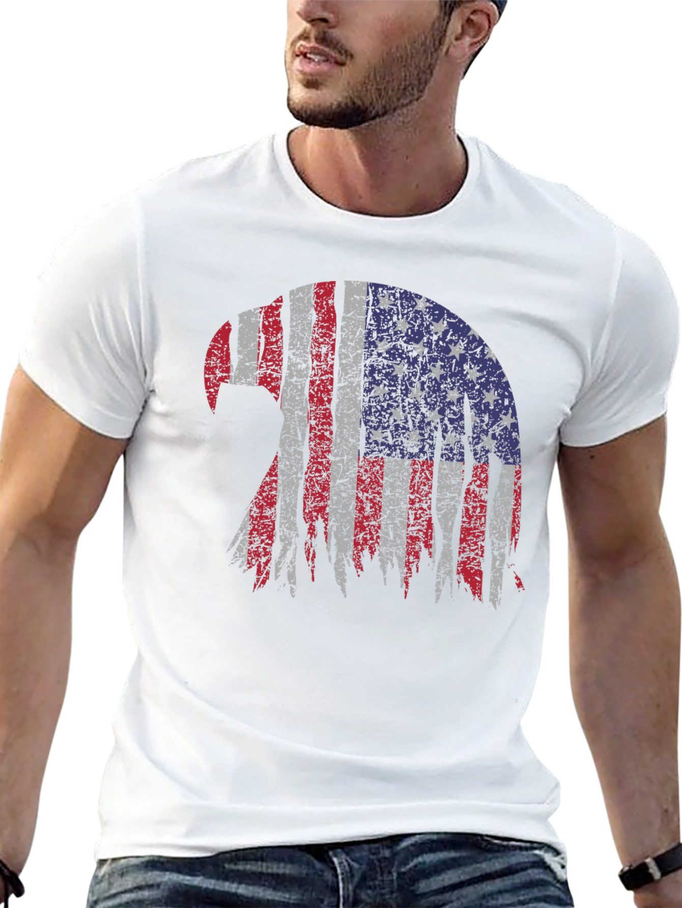 Patriotic Eagle USA Flag Graphic T-Shirt