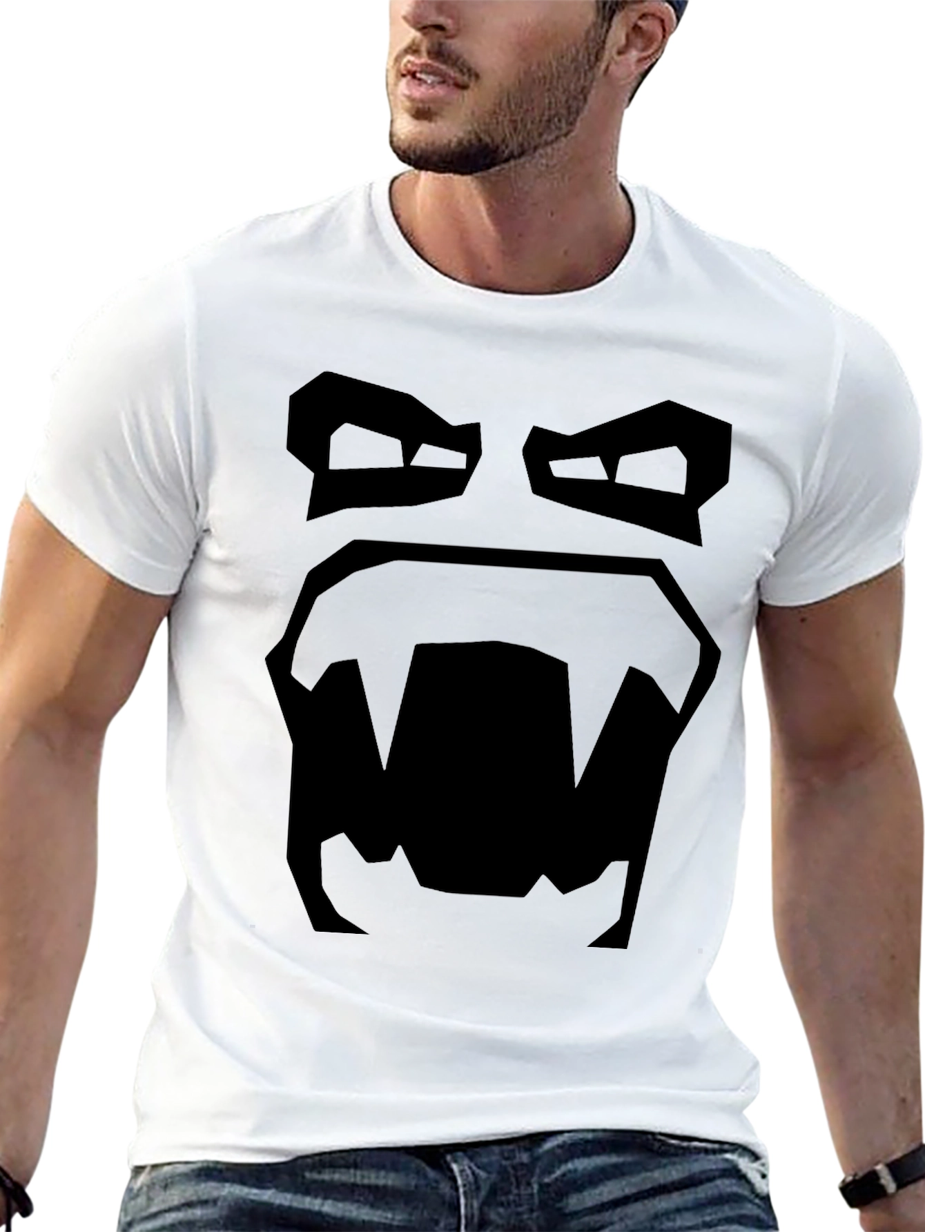 Mens Black Graphic Tee - Retro Monster Design