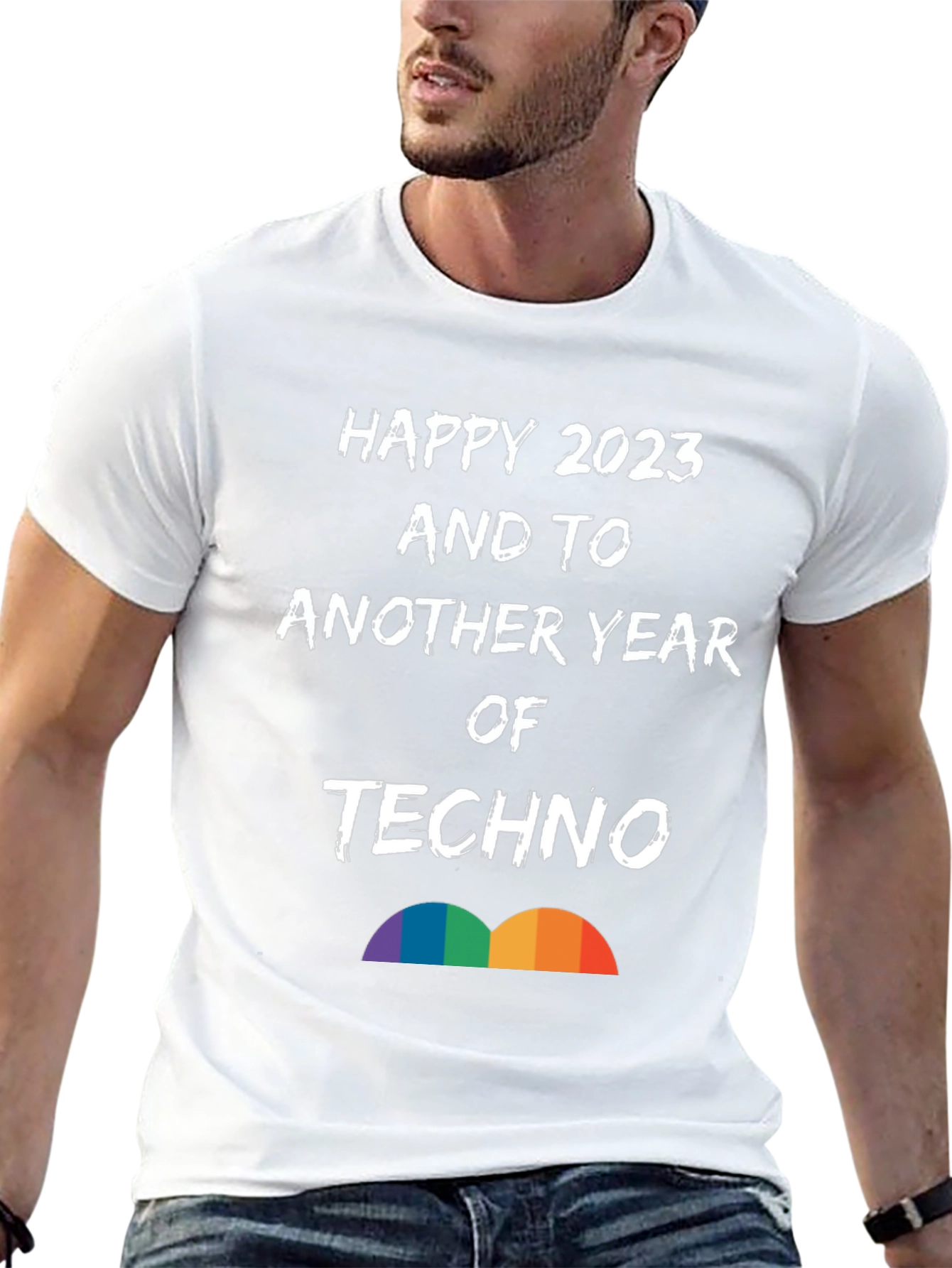 Happy 2023 Techno T-Shirt - Black Graphic Tee