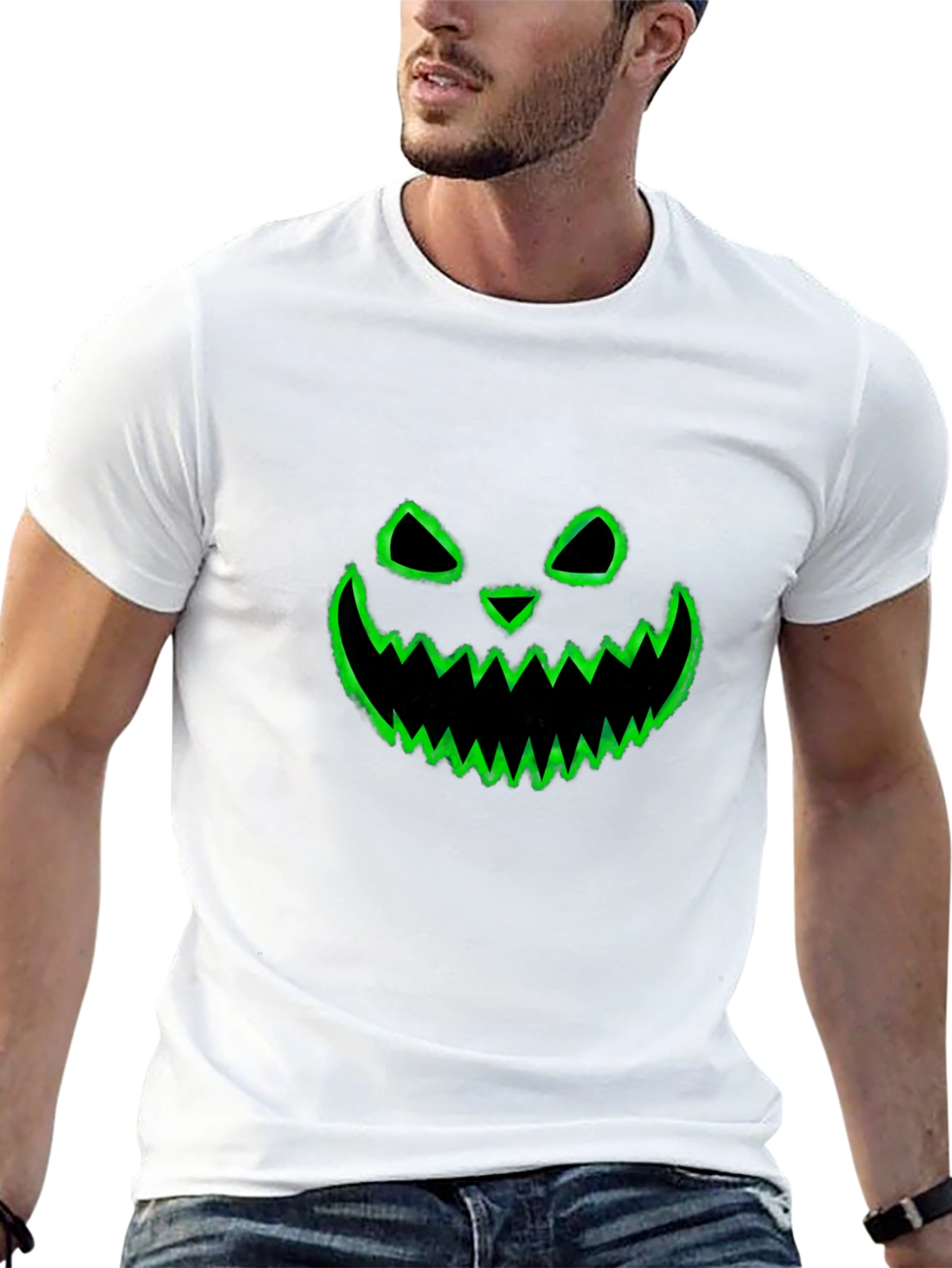 Spooky Pumpkin Face Graphic Tee - Black