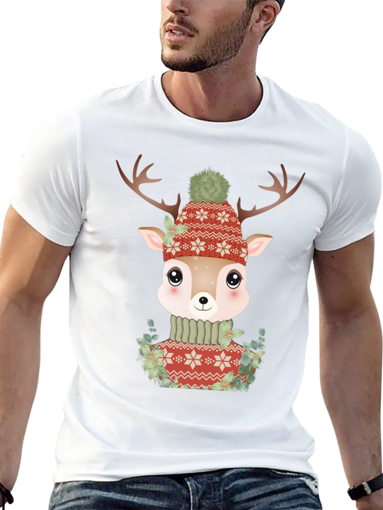 Cute Deer in Sweater Graphic Tee