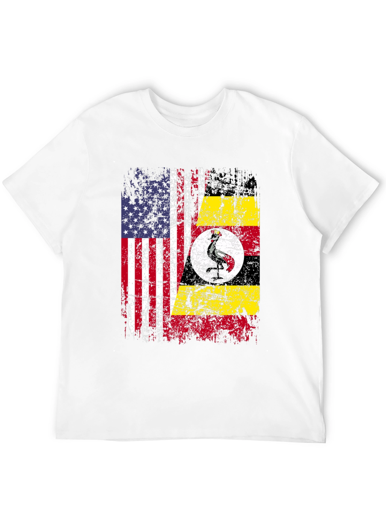USA Uganda Flags Distressed T-Shirt