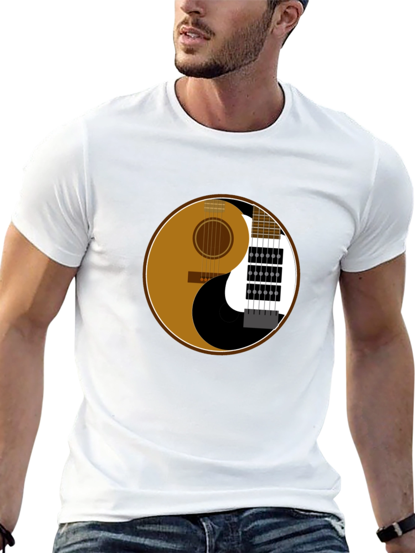 Yin Yang Guitar Graphic T-Shirt - Music Lover Tee