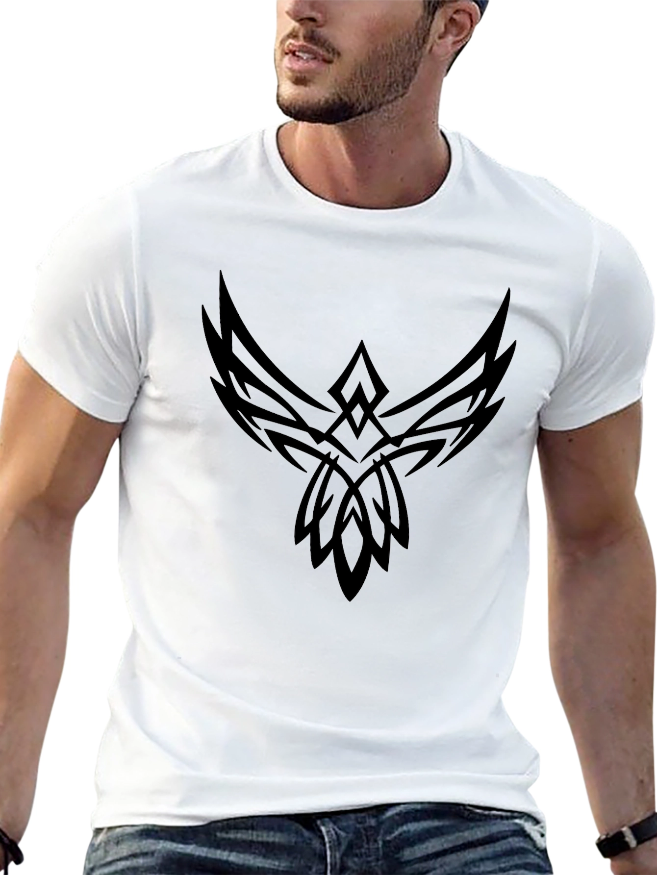 Black Tribal Phoenix Graphic Tee - Mens