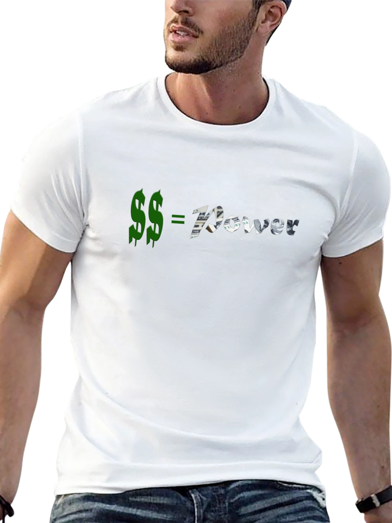Money Equals Power Black Graphic T-Shirt