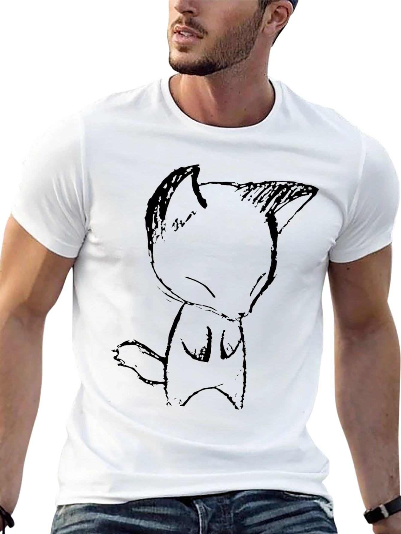 Mens Graphic Tee - Abstract Cat Design