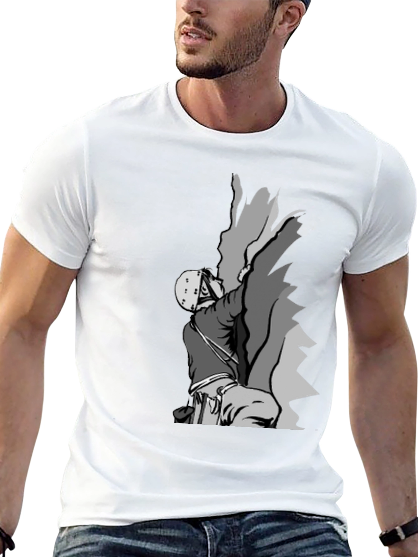 Rock Climbing Graphic Tee - Black Cotton T-Shirt