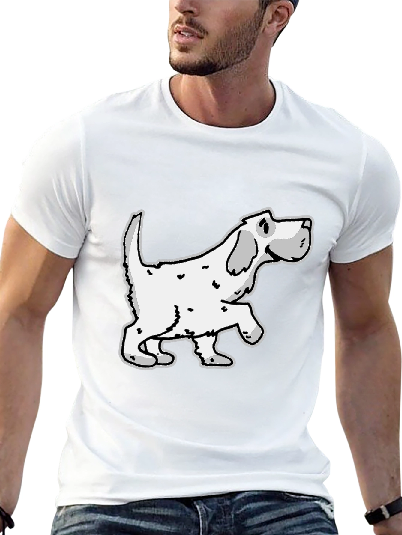 Dog Graphic Tee - Mens Black Cotton Shirt