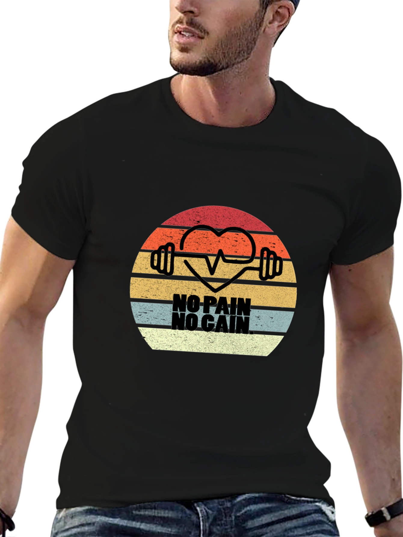 No Pain No Gain Retro Gym T-Shirt