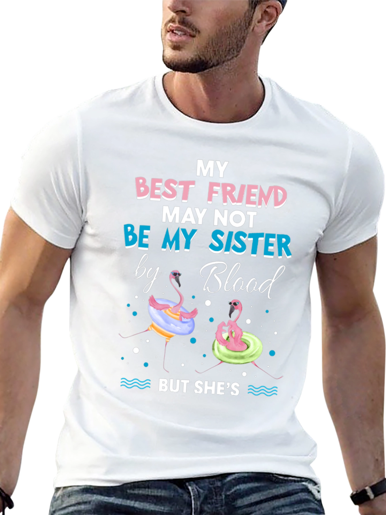 Best Friend Sister Flamingo Graphic Tee
