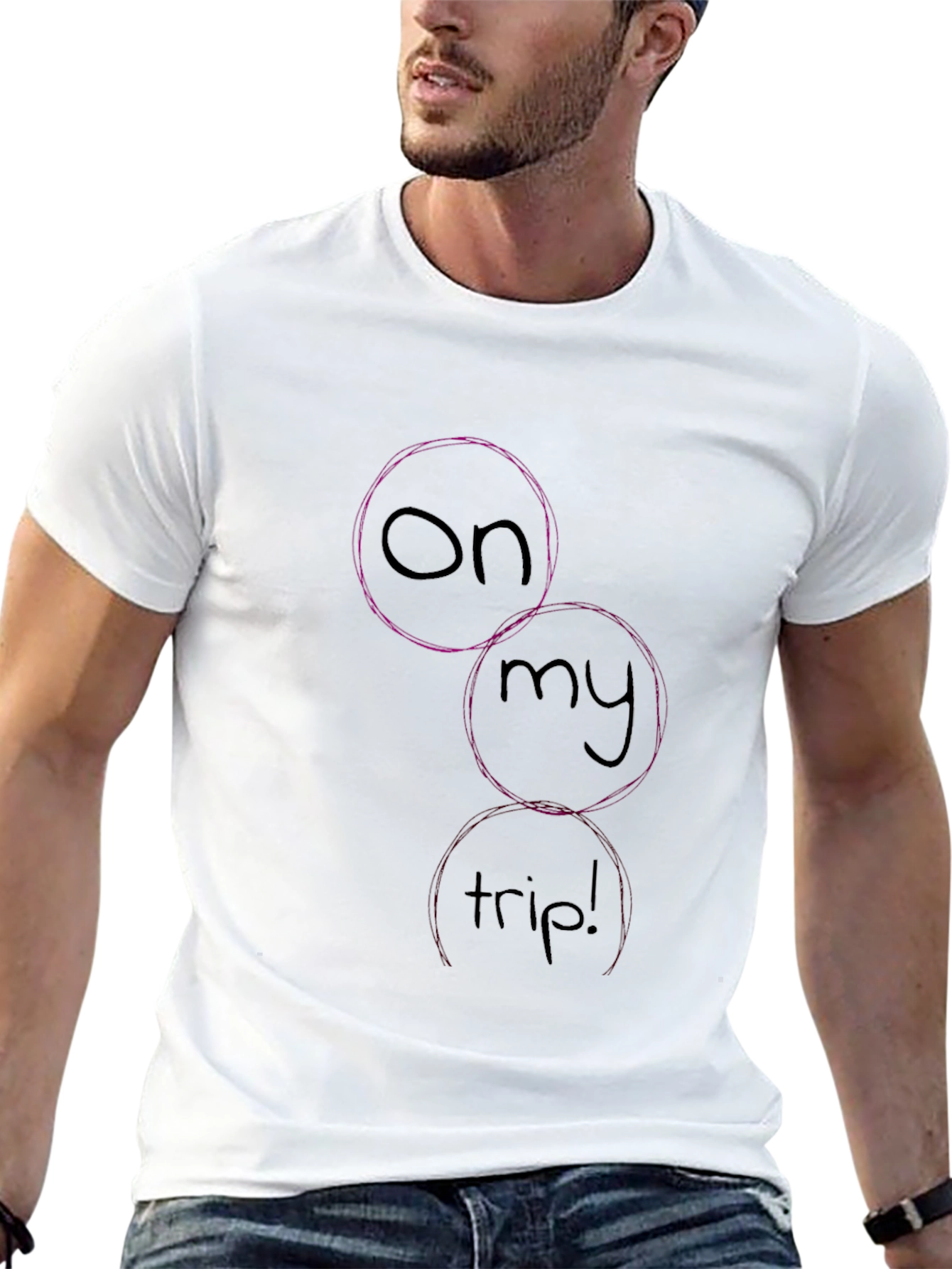 On My Trip Graphic Tee - Casual Black T-Shirt