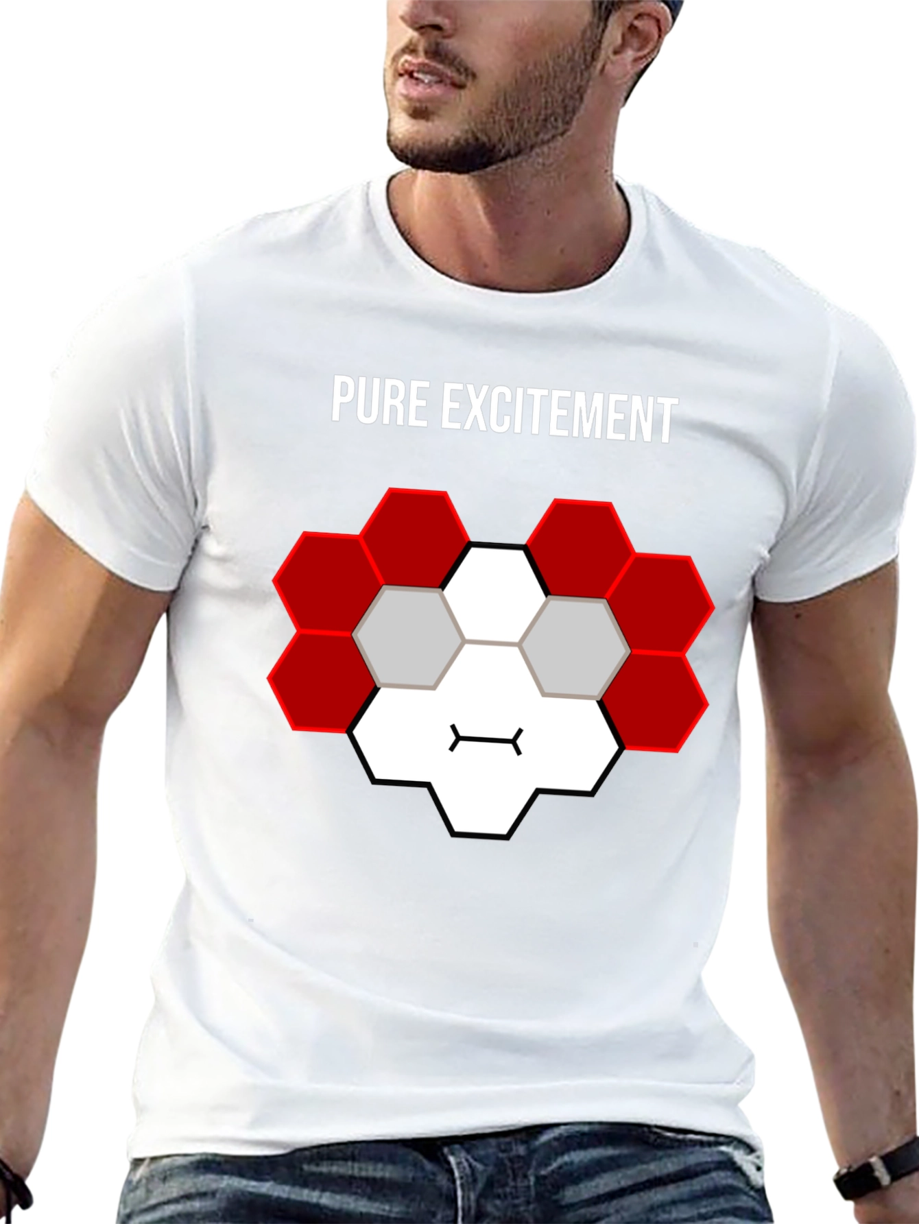 Pure Excitement Graphic Tee - Unique Hexagon Design