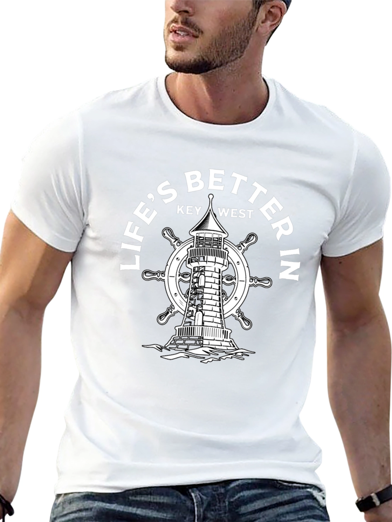 Lifes Better In Key West Lighthouse Black T-Shirt