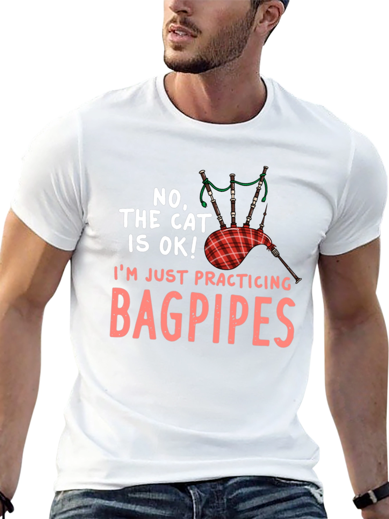 Bagpipes T-Shirt - Cat Is OK! Musician Tee