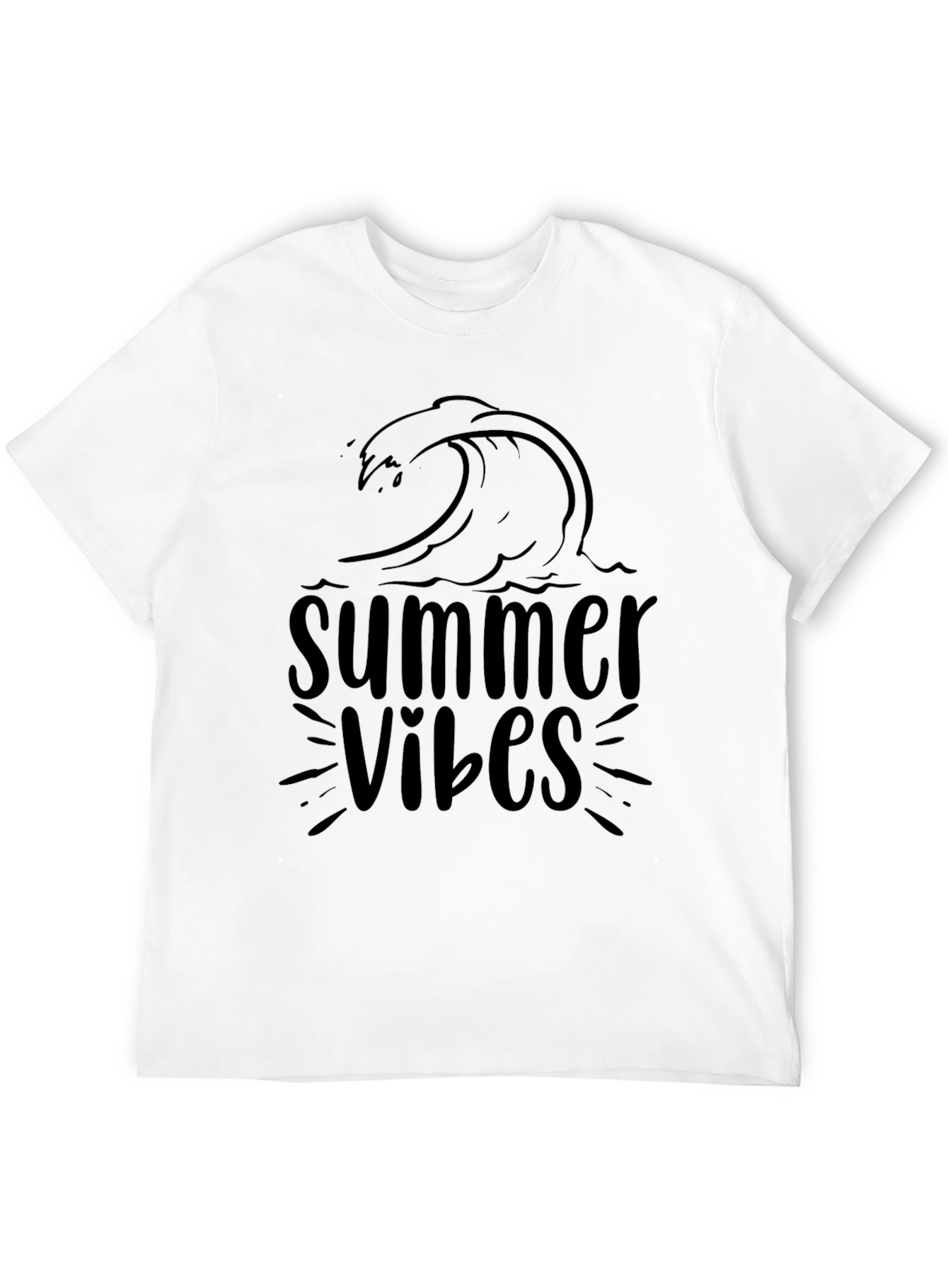 Summer Vibes Wave Graphic Tee - Mens Black T-Shirt
