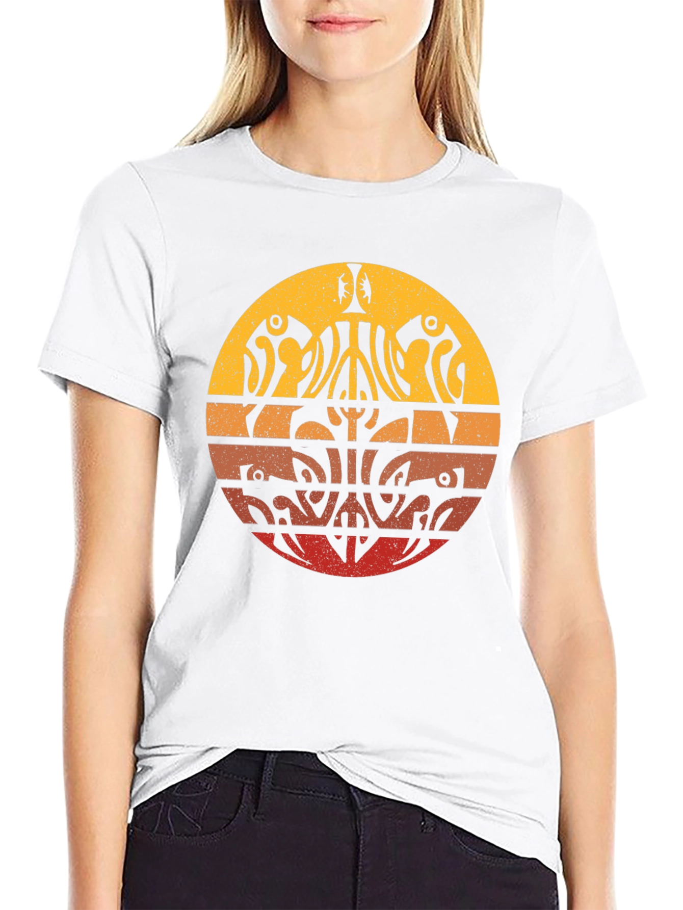 Tribal Sun Graphic Tee - Black