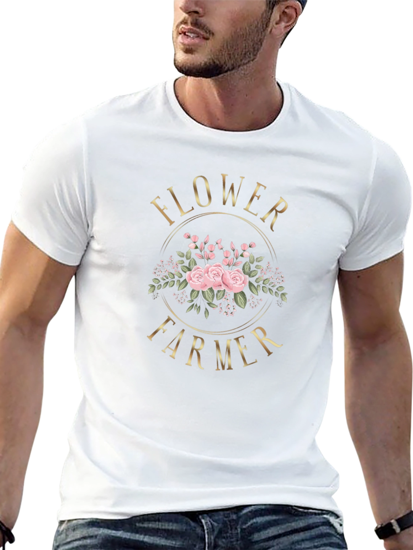 Flower Farmer Graphic T-Shirt - Floral Design