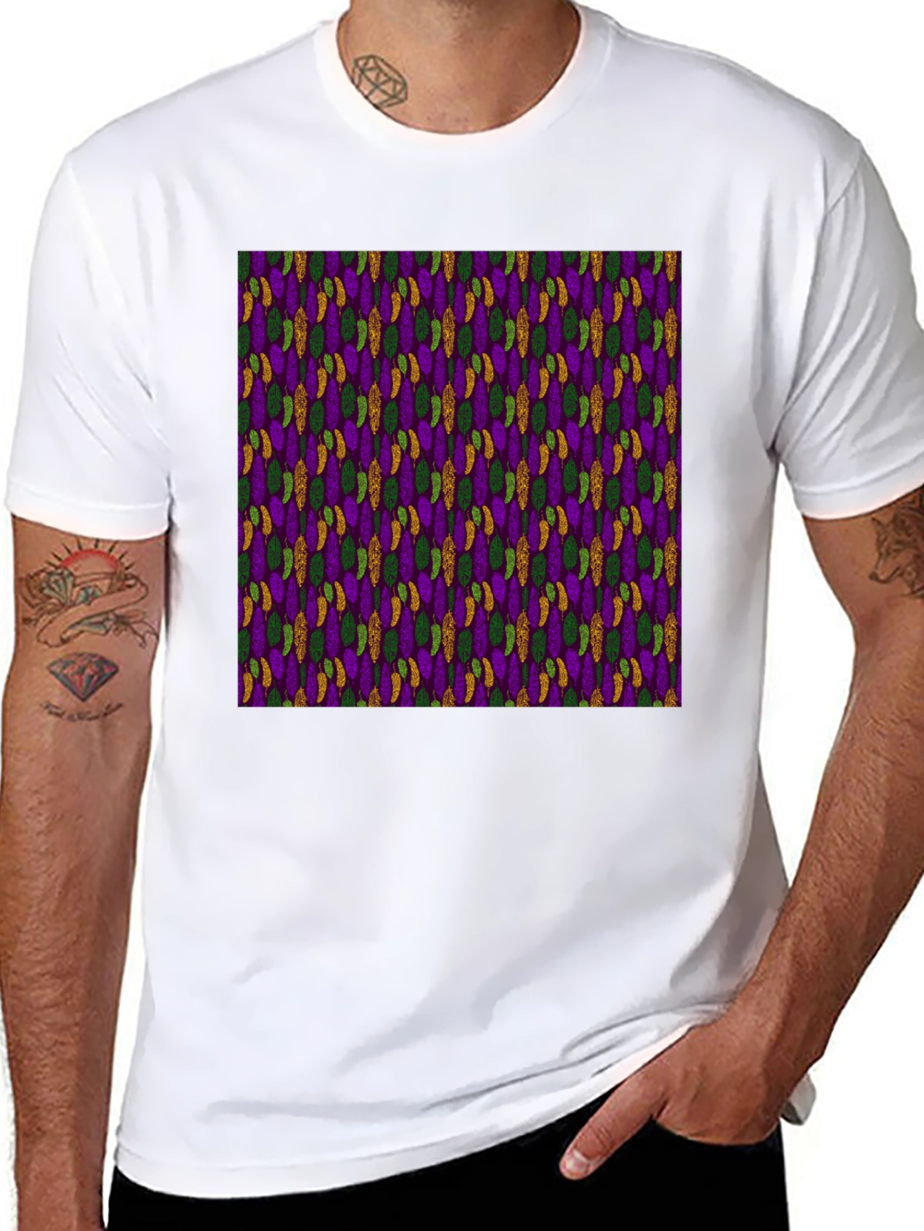 Mardi Gras Pattern Black Tee