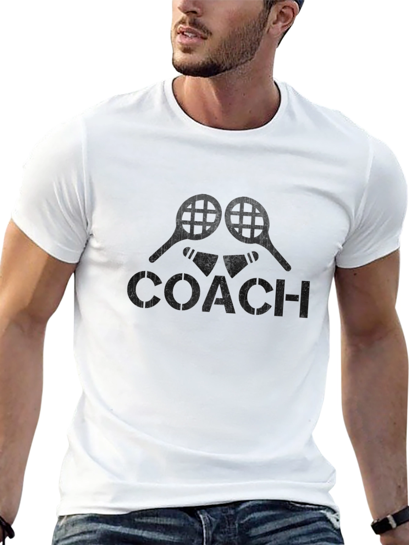 Coach Tennis Rackets Graphic T-Shirt - Black
