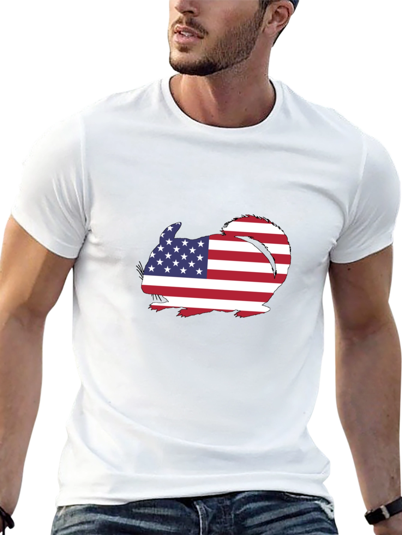 American Flag Chinchilla Black T-Shirt