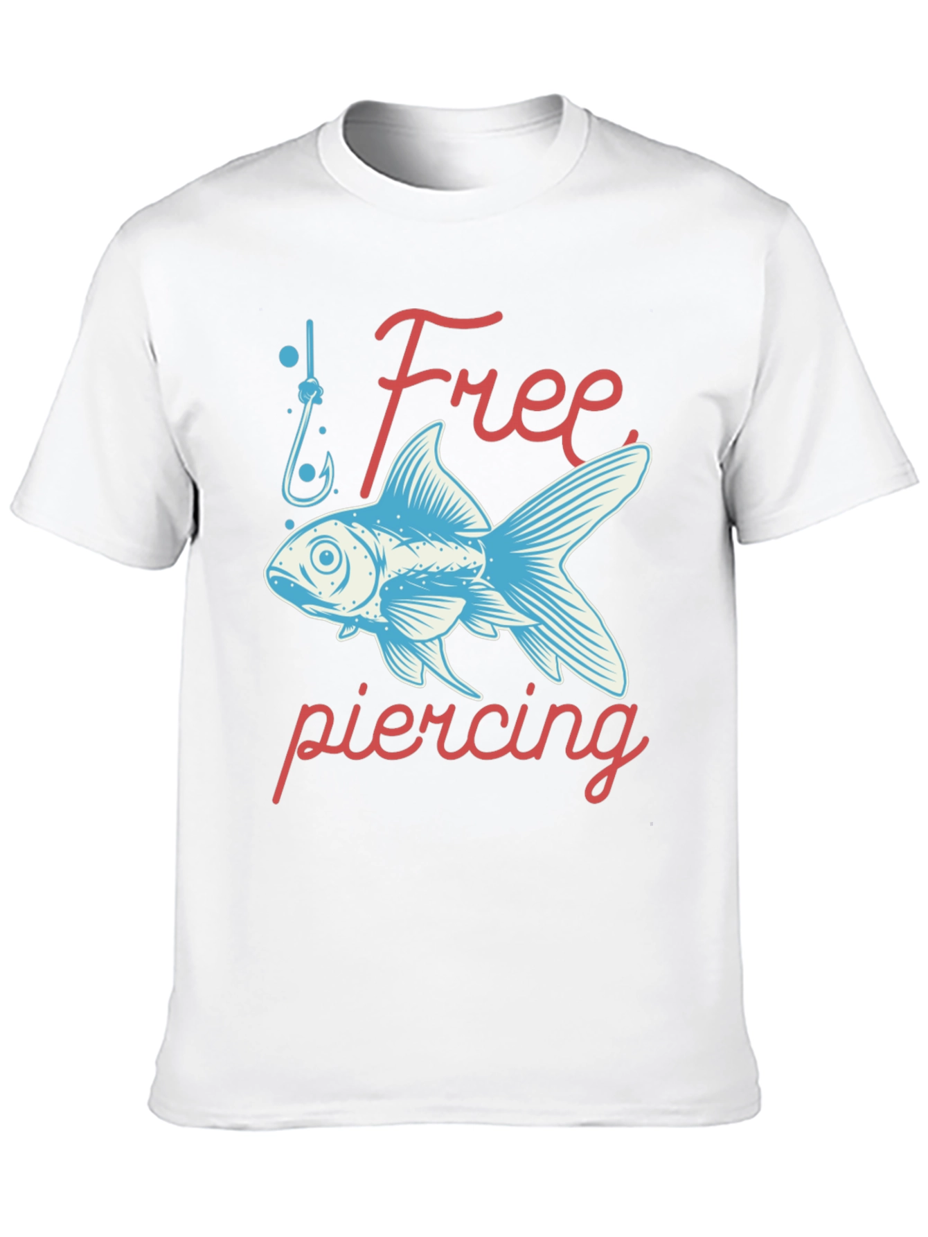 Free Piercing Fish Graphic Tee - Black Cotton T-Shirt