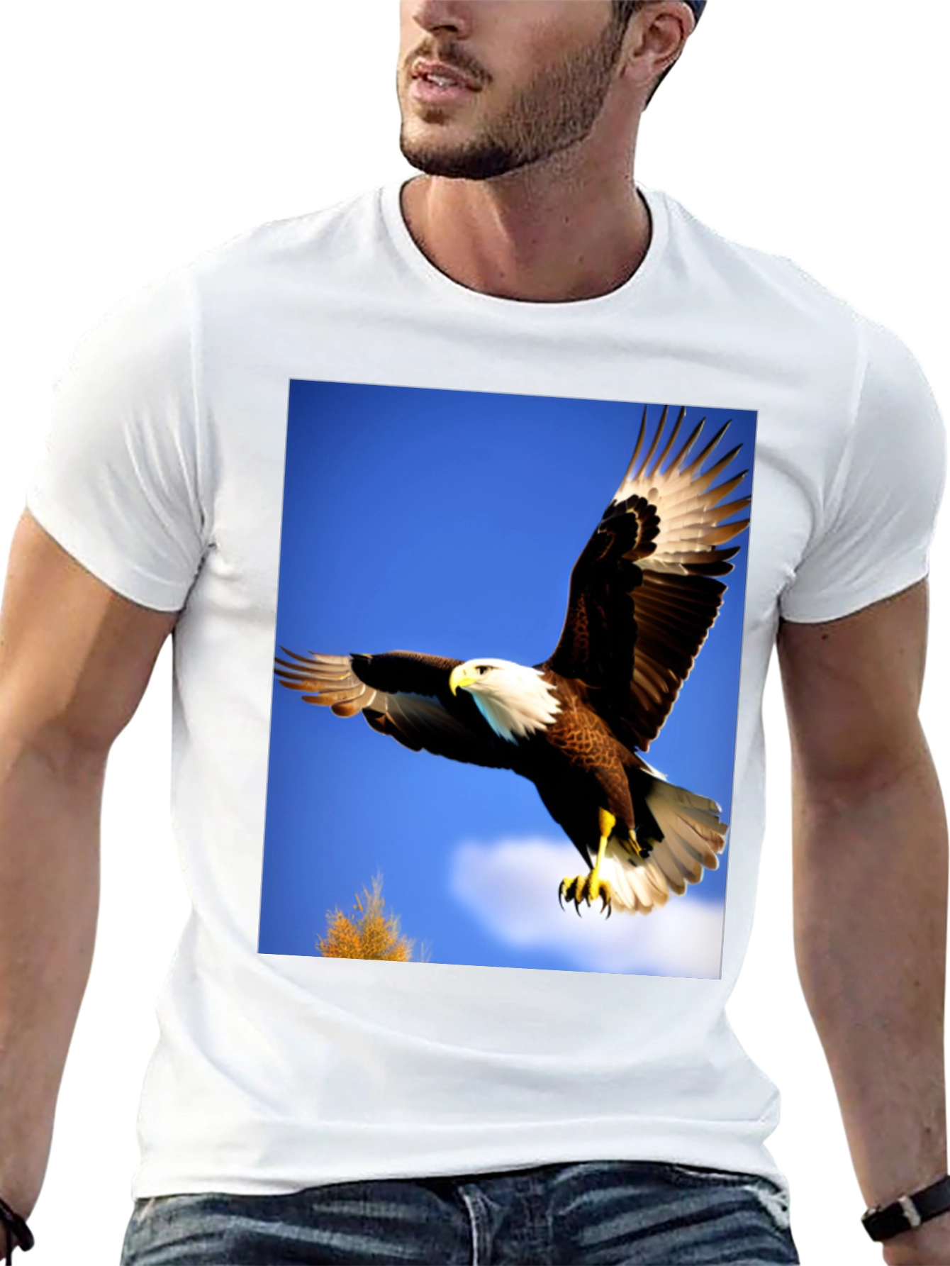 Eagle Flight Graphic Tee - Bold Black Cotton T-Shirt