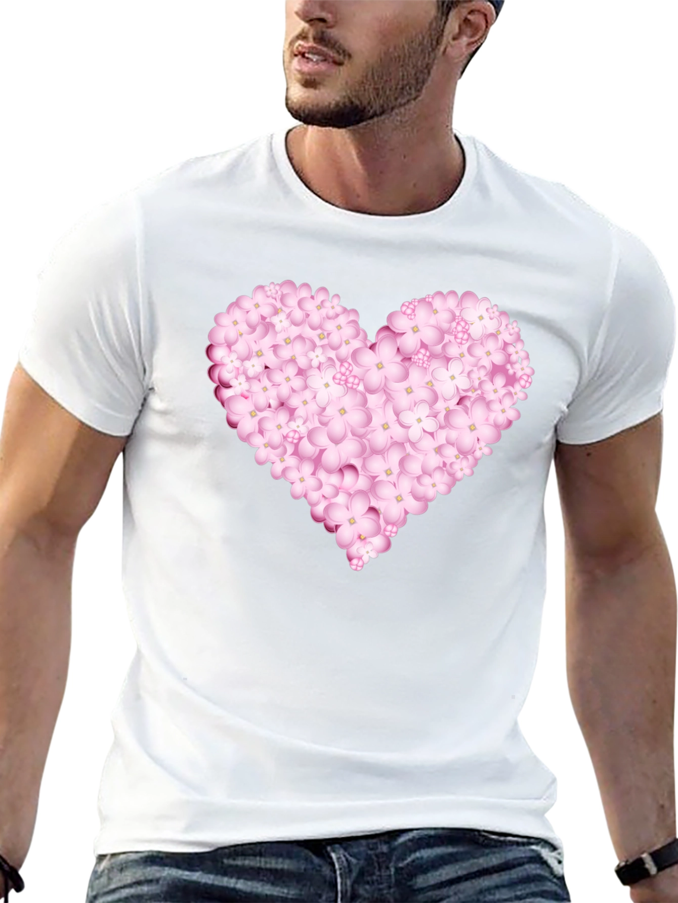 Floral Heart Graphic Black Tee