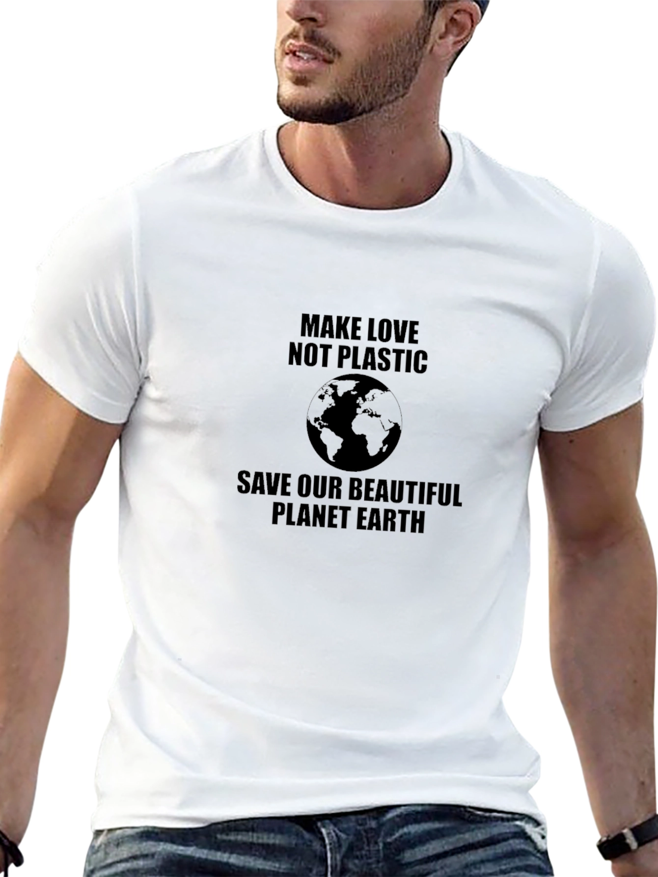 Eco-Friendly Make Love Not Plastic Black T-Shirt