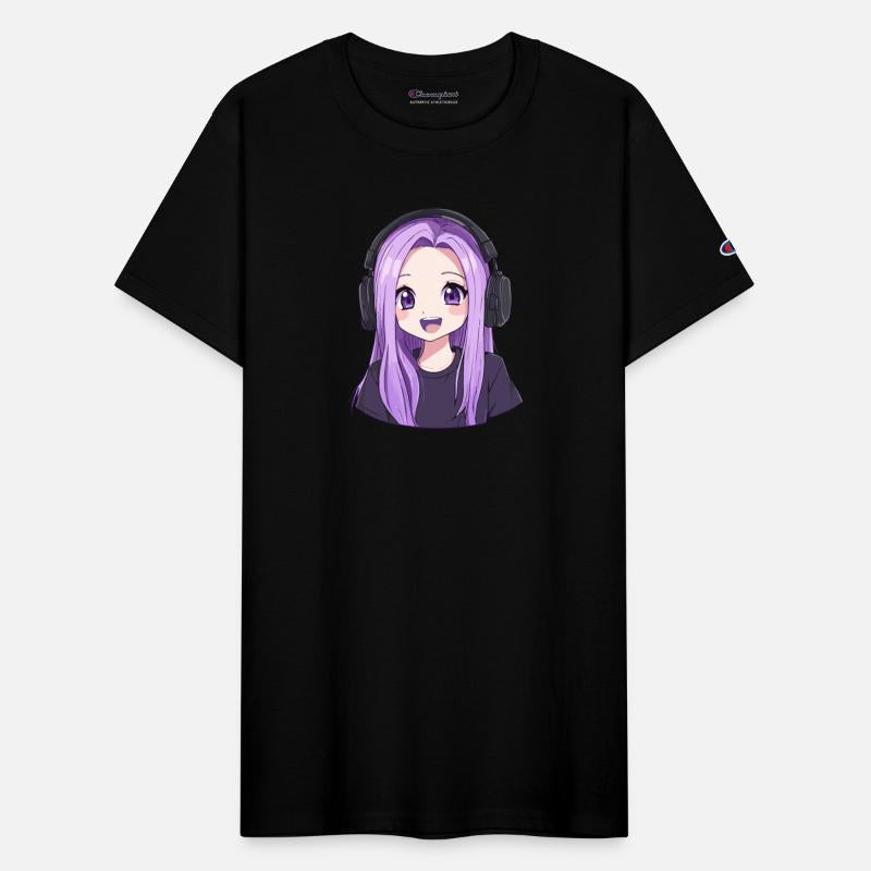 Purple Haired Gamer Girl with Headphones
