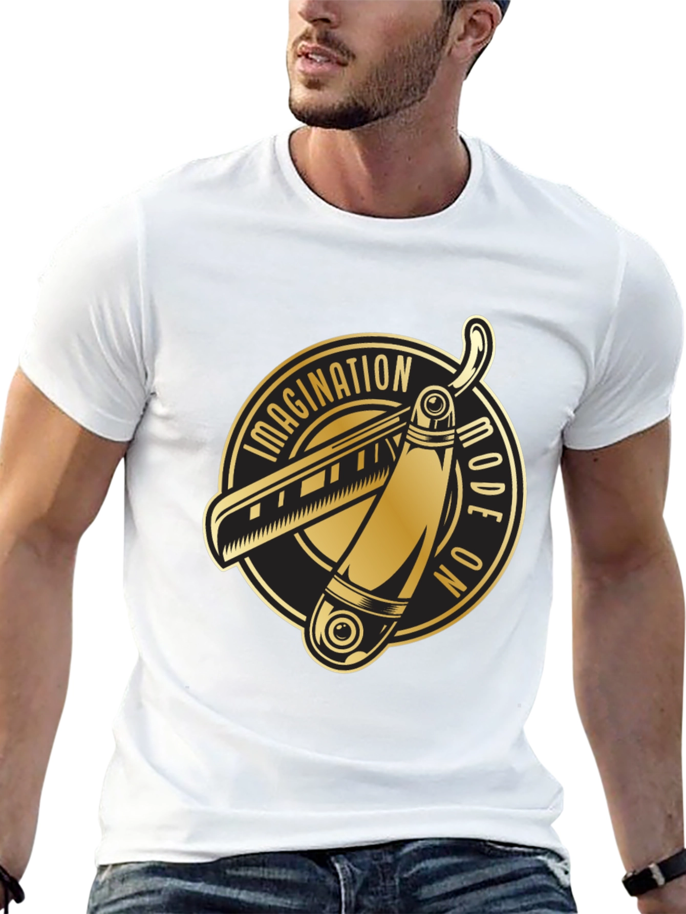 Imagination Mode On Straight Razor Graphic T-Shirt