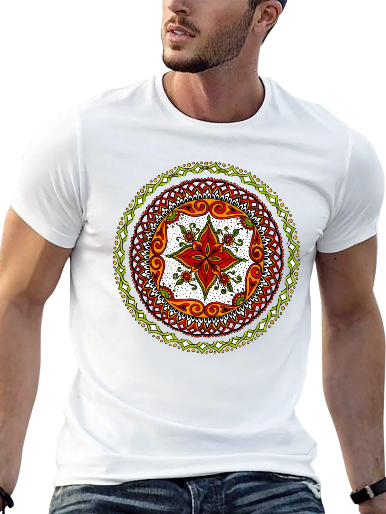 Mandala Print Black T-Shirt - Artistic Style