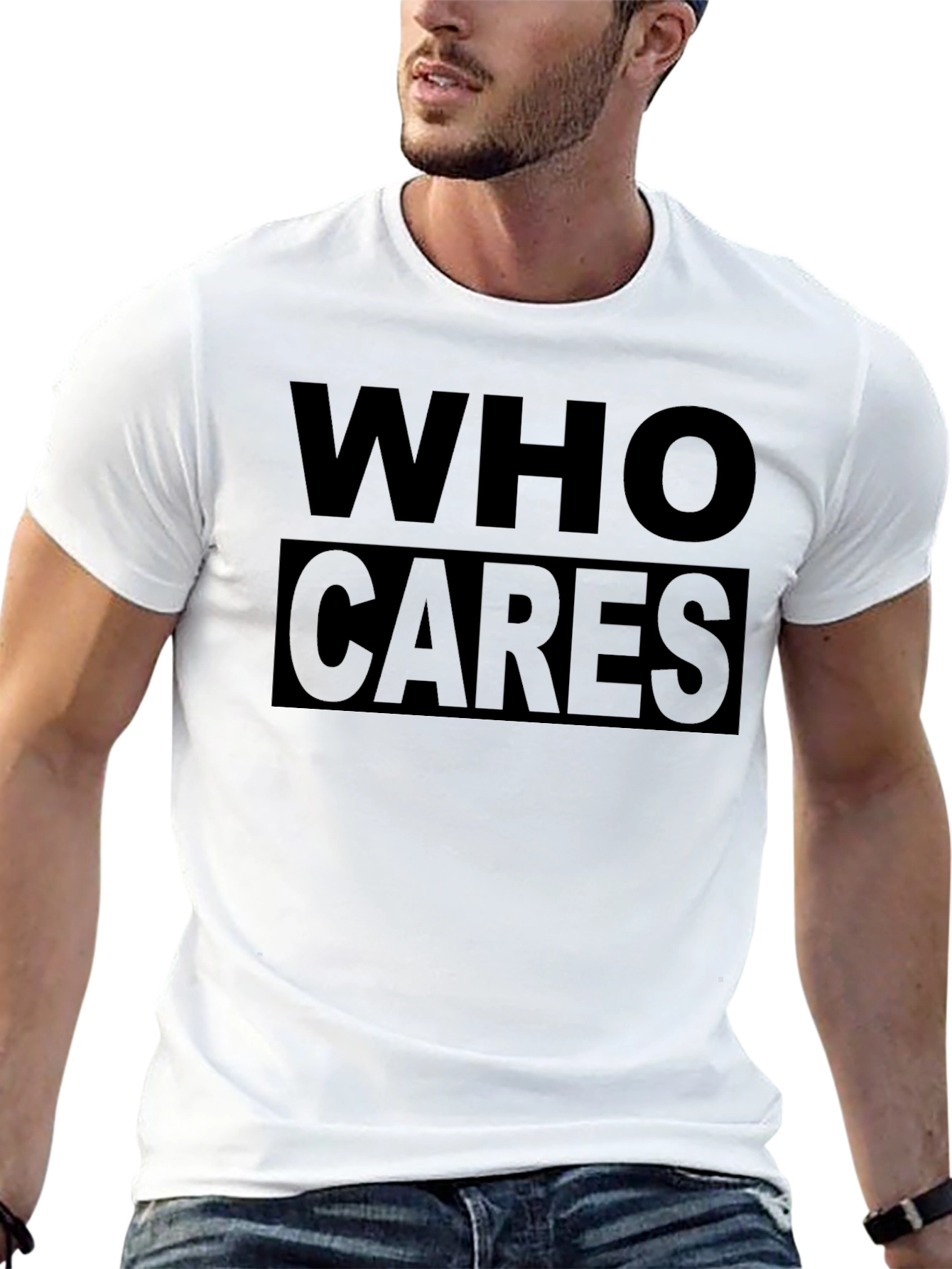 Who Cares Black Graphic T-Shirt