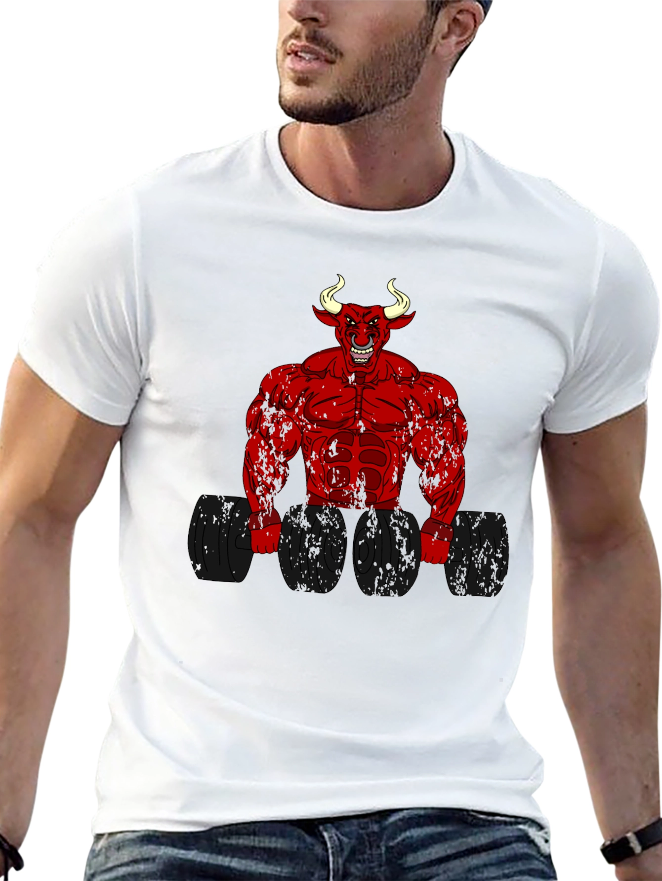 Devil Bull Bodybuilder Graphic T-Shirt