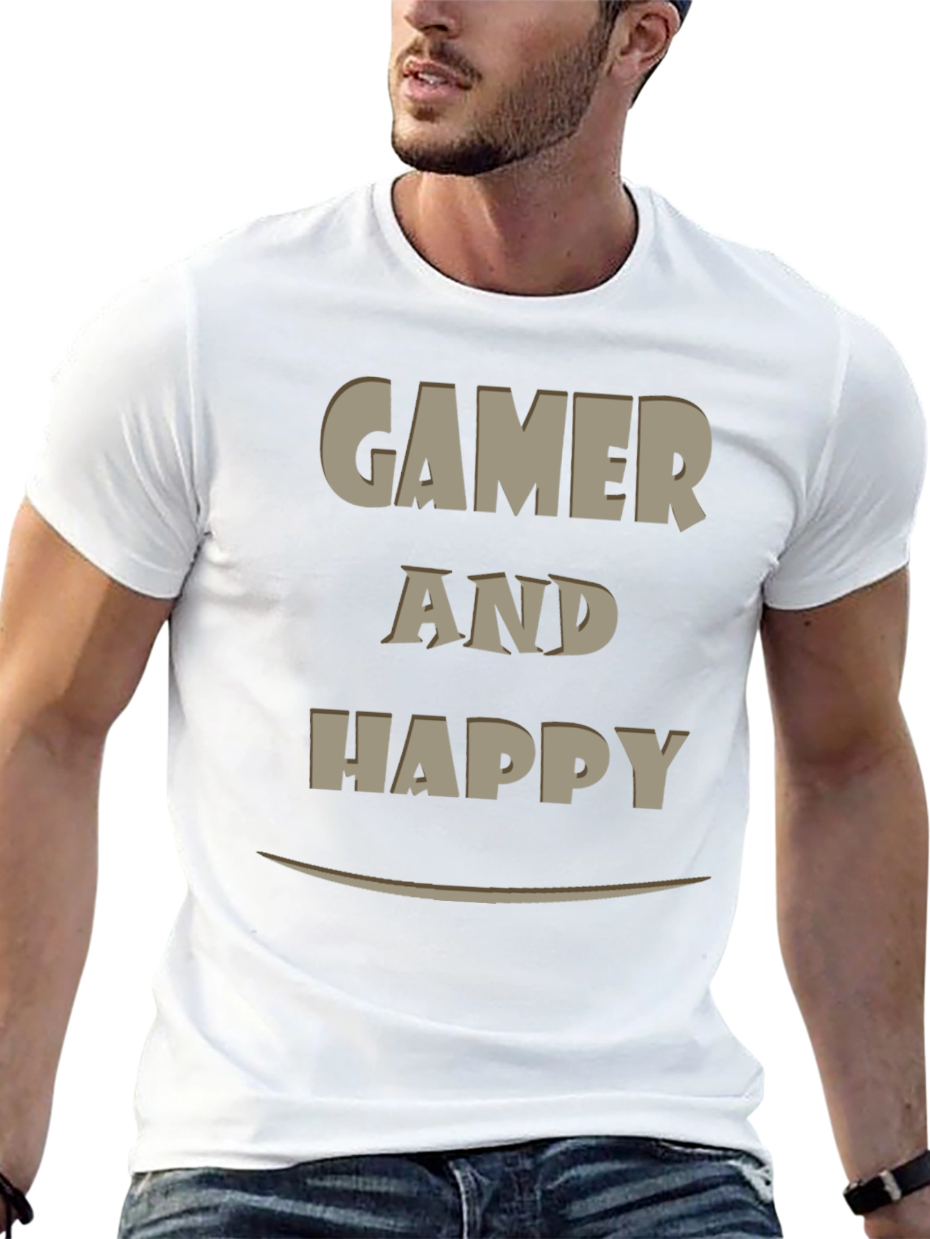 Gamer and Happy Graphic T-Shirt - Casual Wear