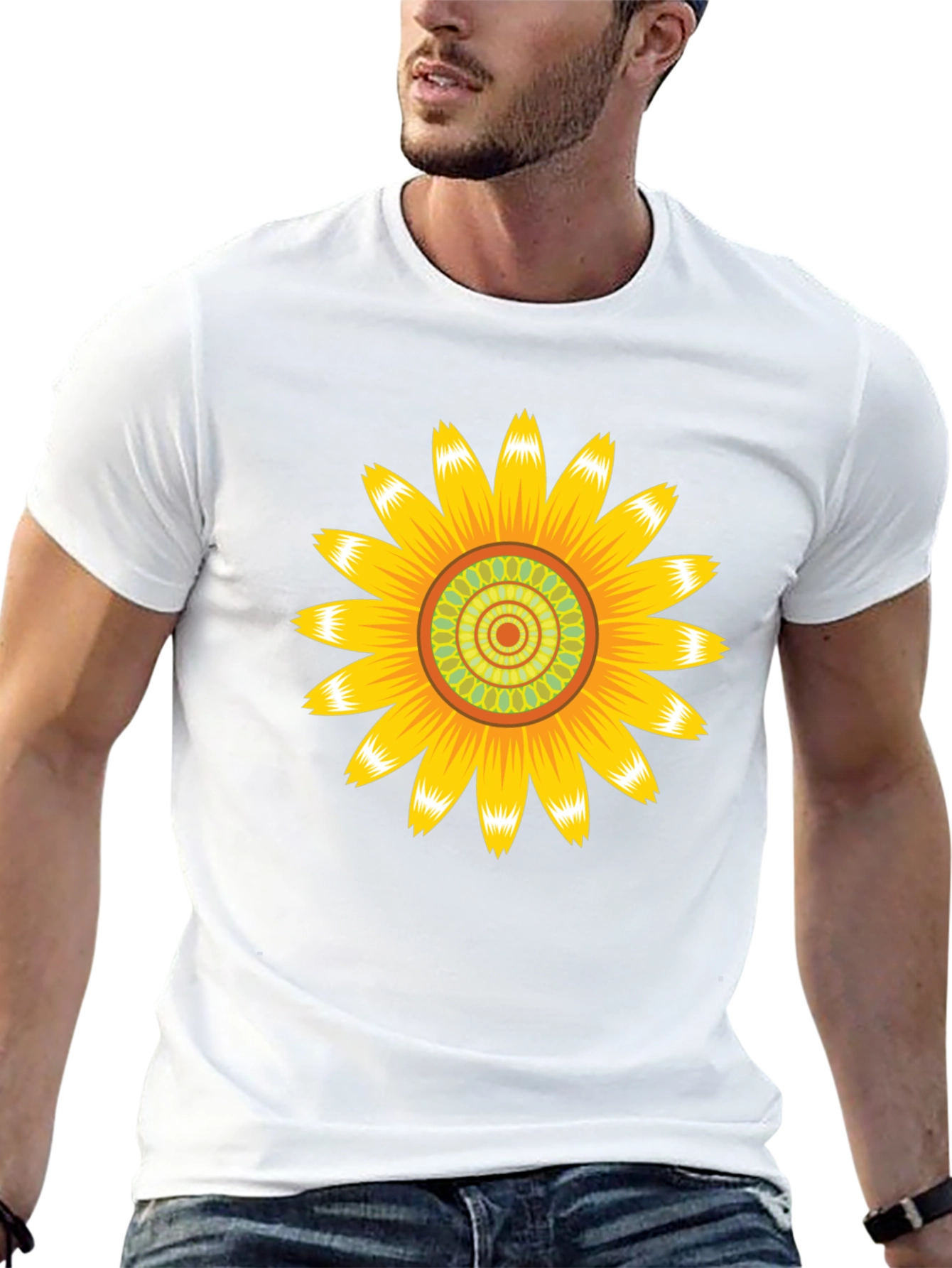 Sunflower Graphic Print Black T-Shirt