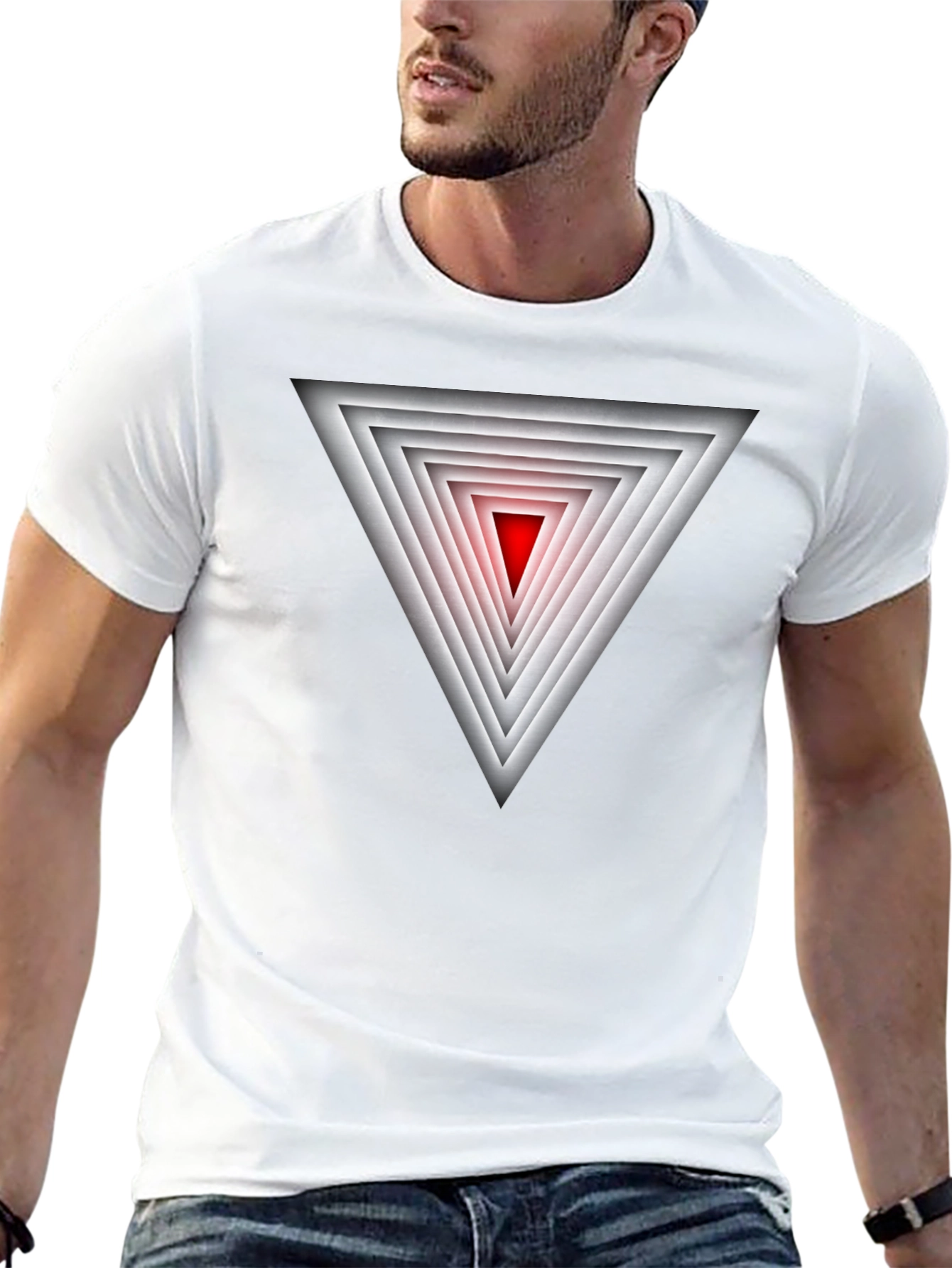 Geometric Triangle Graphic Black T-Shirt