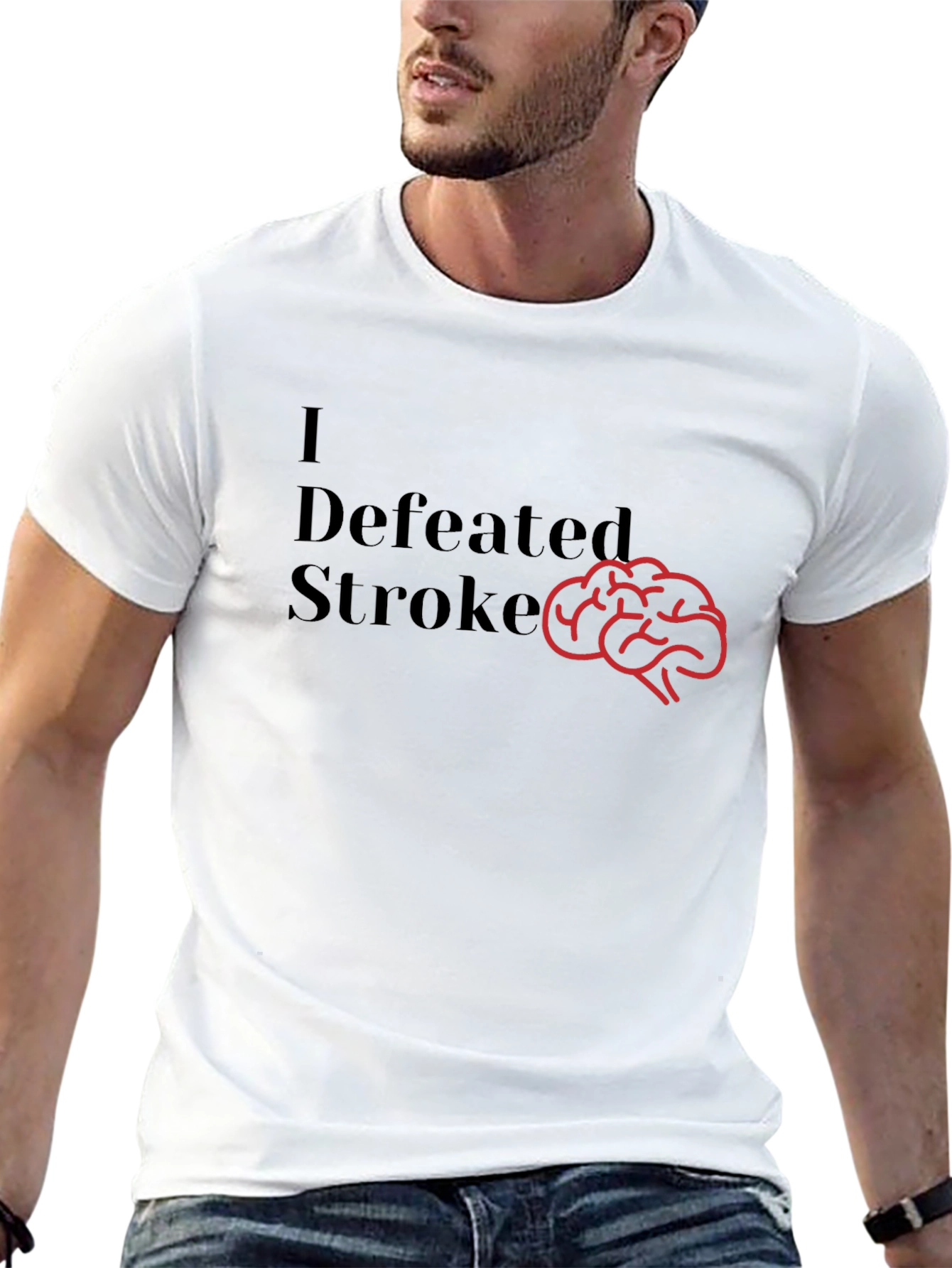I Defeated Stroke T-Shirt Brain Graphic Tee