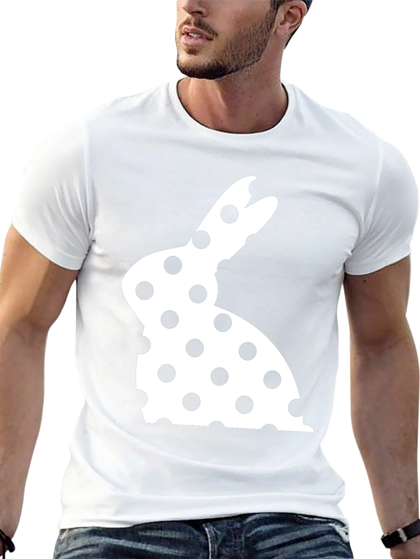 Polka Dot Easter Bunny T-Shirt - Black