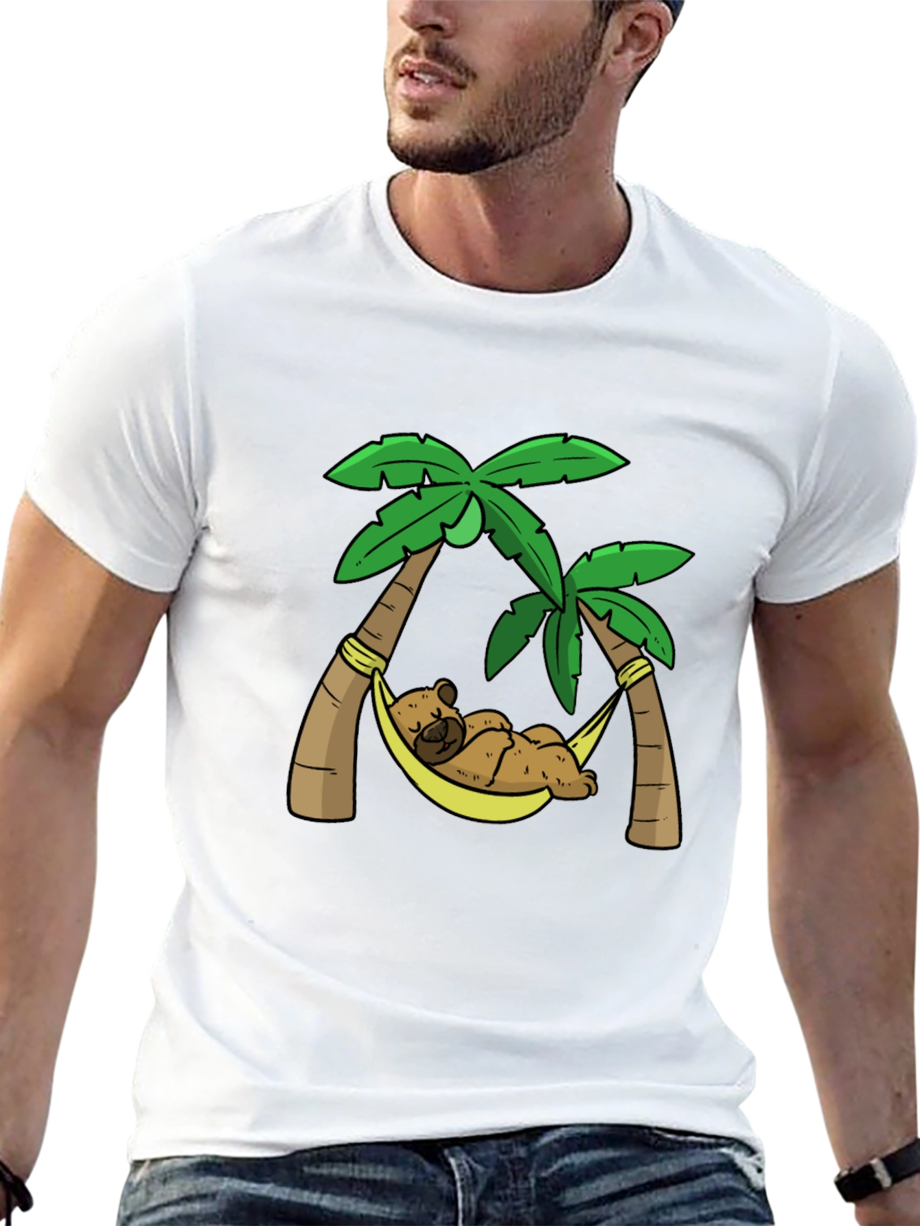 Relaxing Bear Palm Tree Graphic Tee