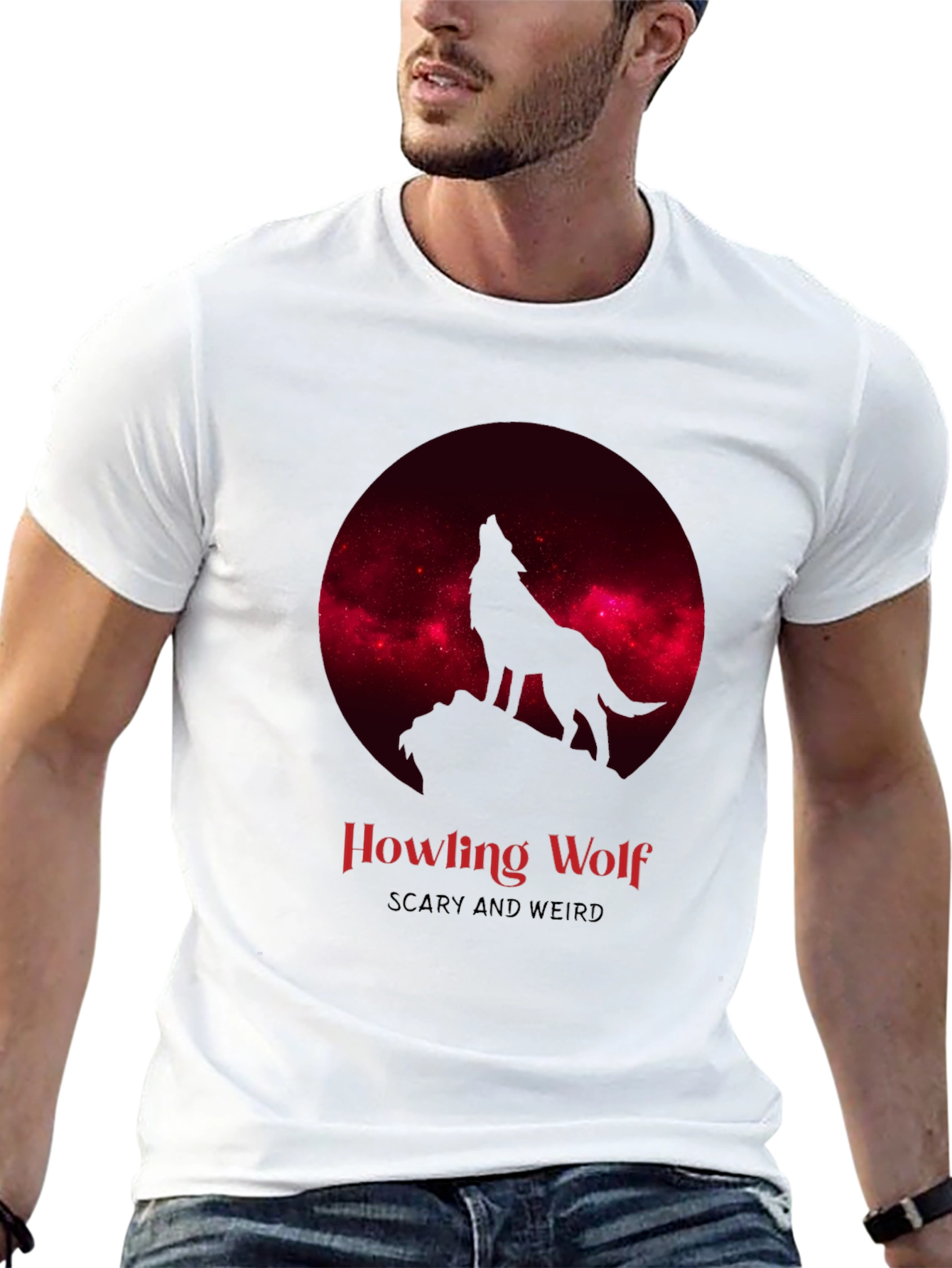 Howling Wolf Scary Weird Graphic Tee