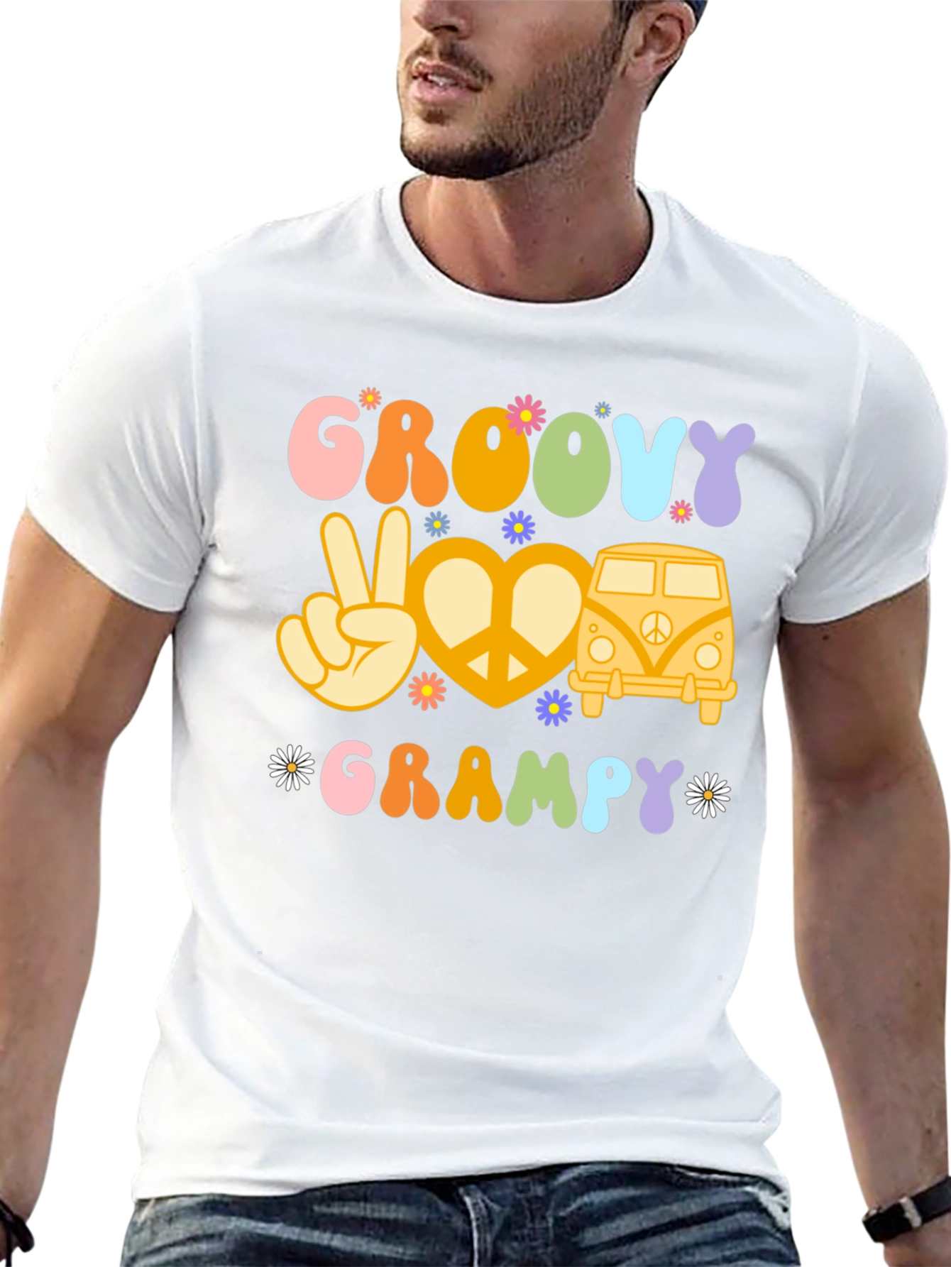 Groovy Grampy Hippie Peace T-Shirt