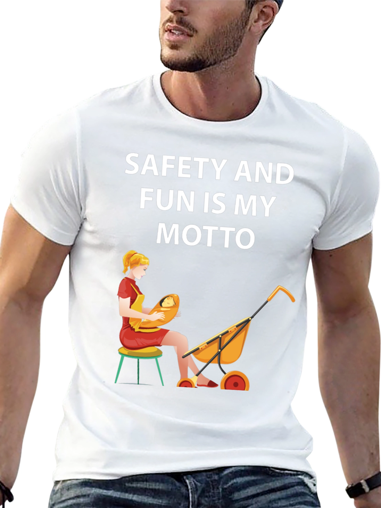 Safety and Fun Motto Graphic T-Shirt