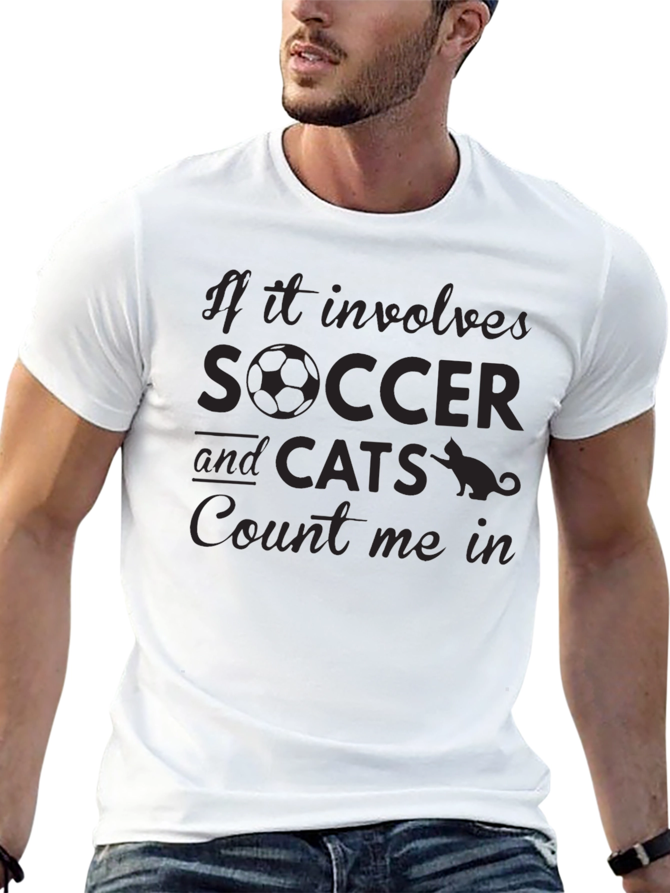 Soccer and Cats Graphic T-Shirt