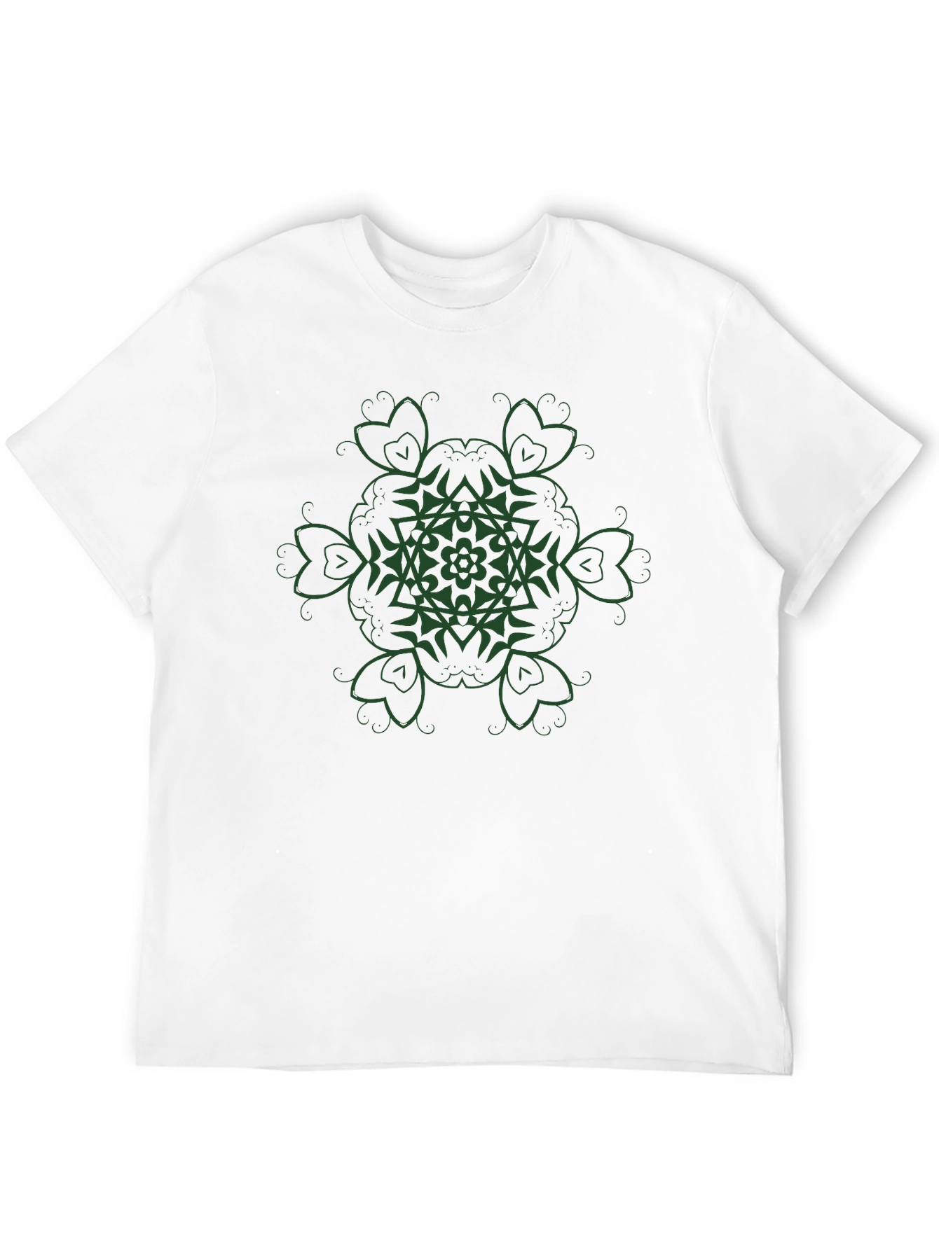 Green Shamrock Mandala Graphic Tee - Black Cotton Blend