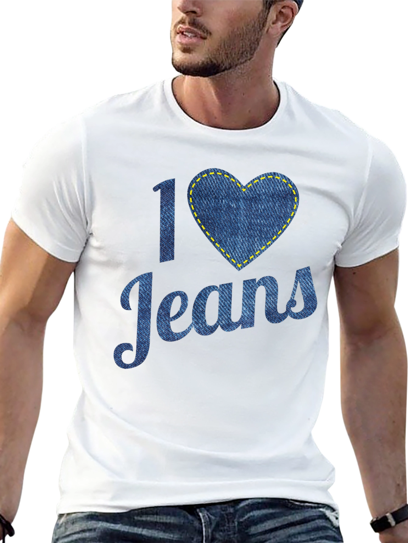 I Love Jeans T-Shirt - Denim Heart Design