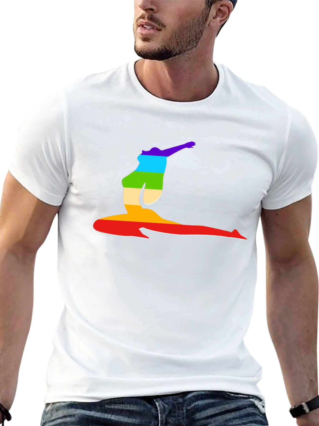 Rainbow Yoga Pose Graphic T-Shirt