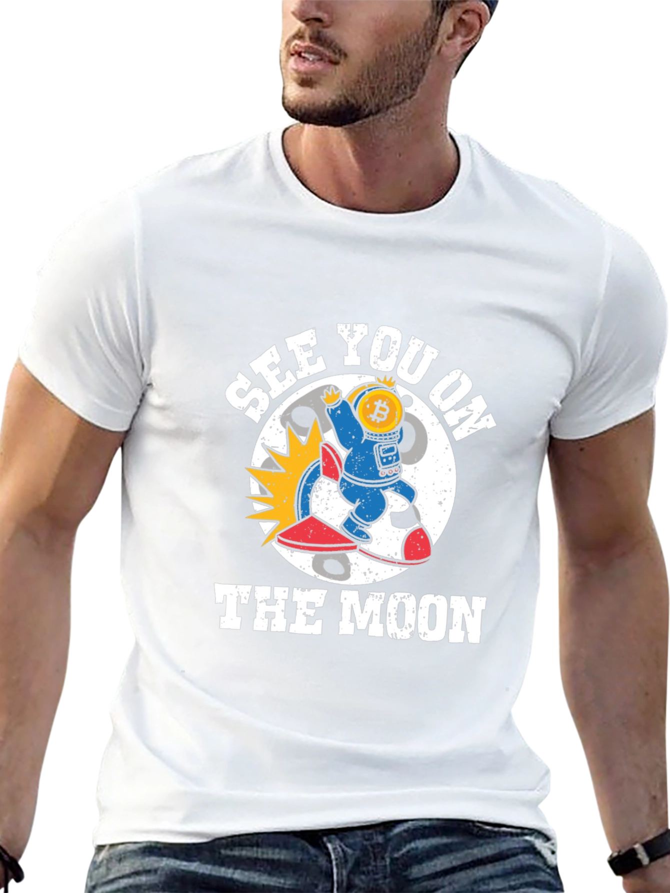Bitcoin Astronaut Black T-Shirt Crypto Moon