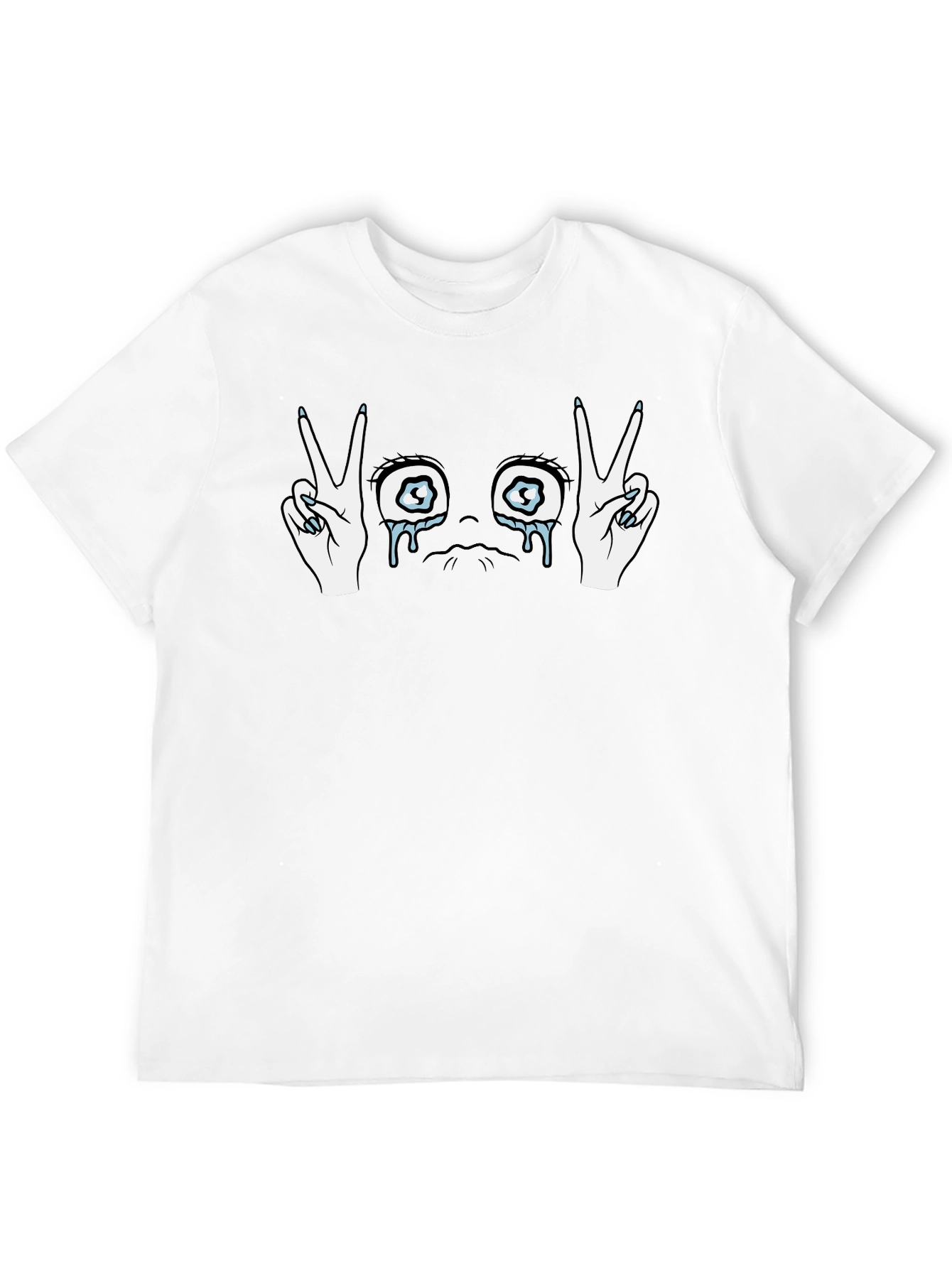 Crying Eyes Peace Sign Graphic T-Shirt