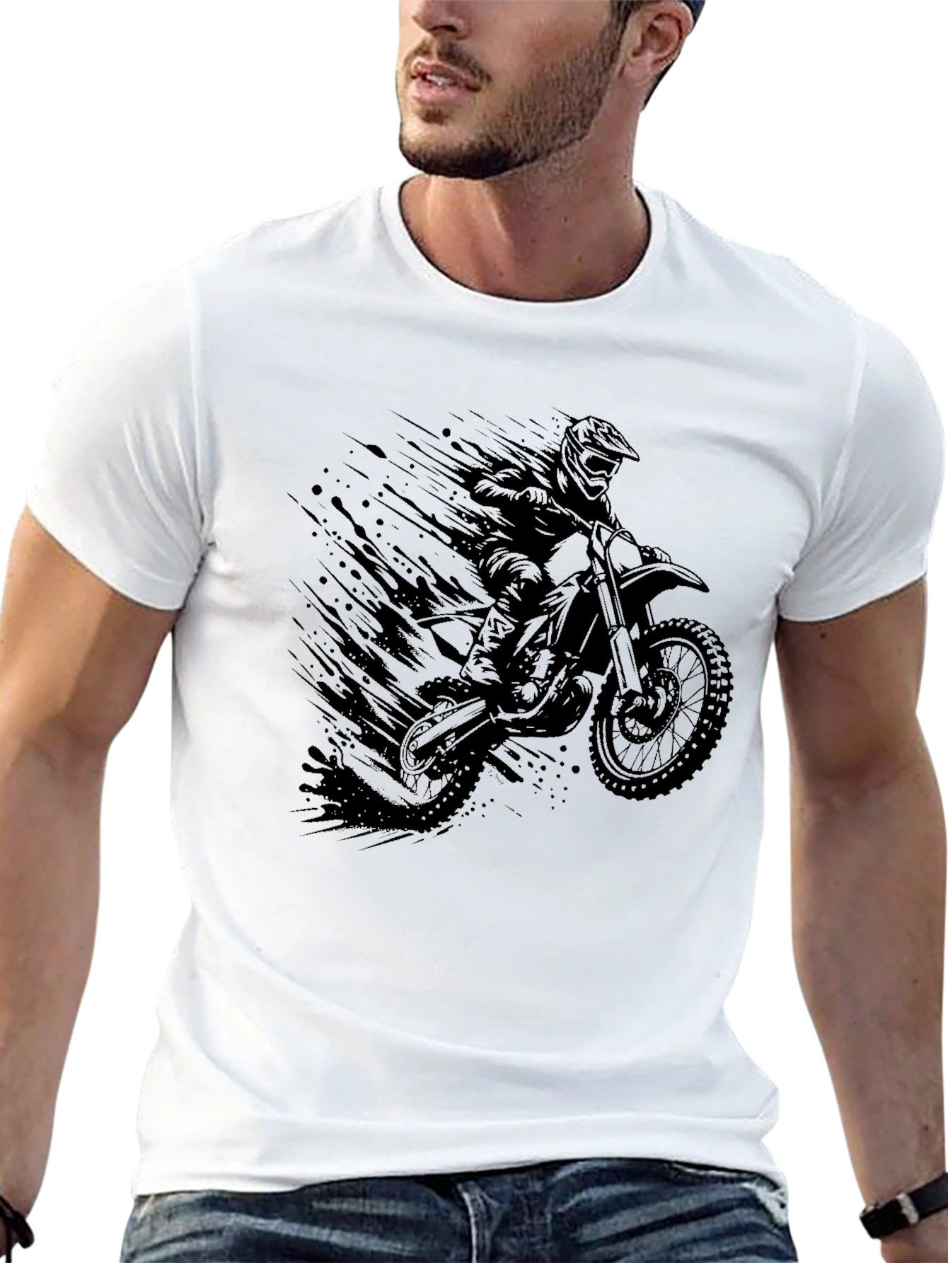 Motorcross Rider Graphic T-Shirt - Black