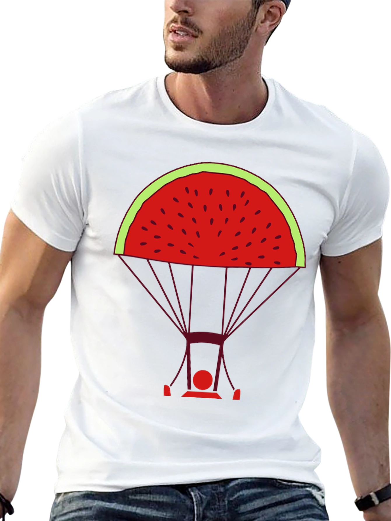 Watermelon Parachute Graphic Tee - Unique & Stylish